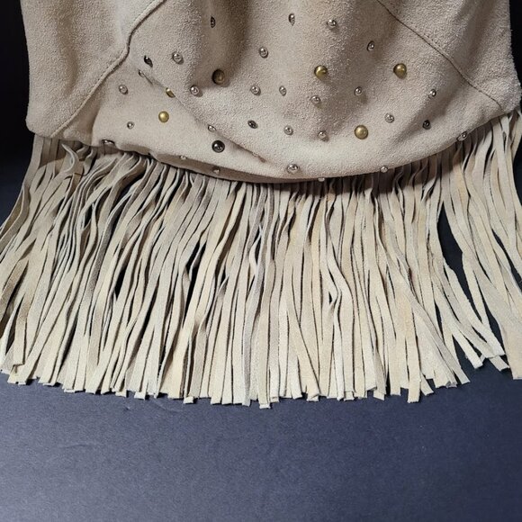 Express Leather Fringed Studded Shoulder Bag - Picture 3 of 12